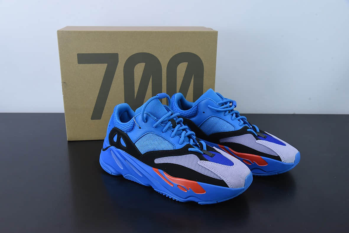 阿迪达斯Adidas Yeezy Boost 700 HP6674 Hi-Res Blue  侃爷同款椰子700 黑蓝紫配色跑鞋纯原版本 货号：HQ6980