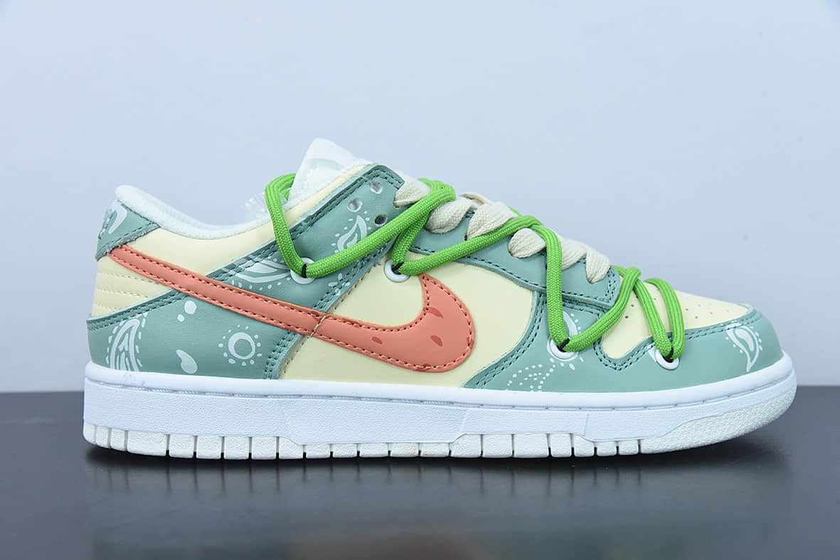 耐克Nike Dunk Low 黄绿腰果花多彩拼接低帮休闲复古板鞋纯原版本 货号：DH9765-100