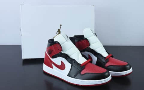 乔丹Air Jordan 1 Mid AJ1 乔1黑红脚趾中邦篮球鞋纯原版本 货号：BQ6472-079