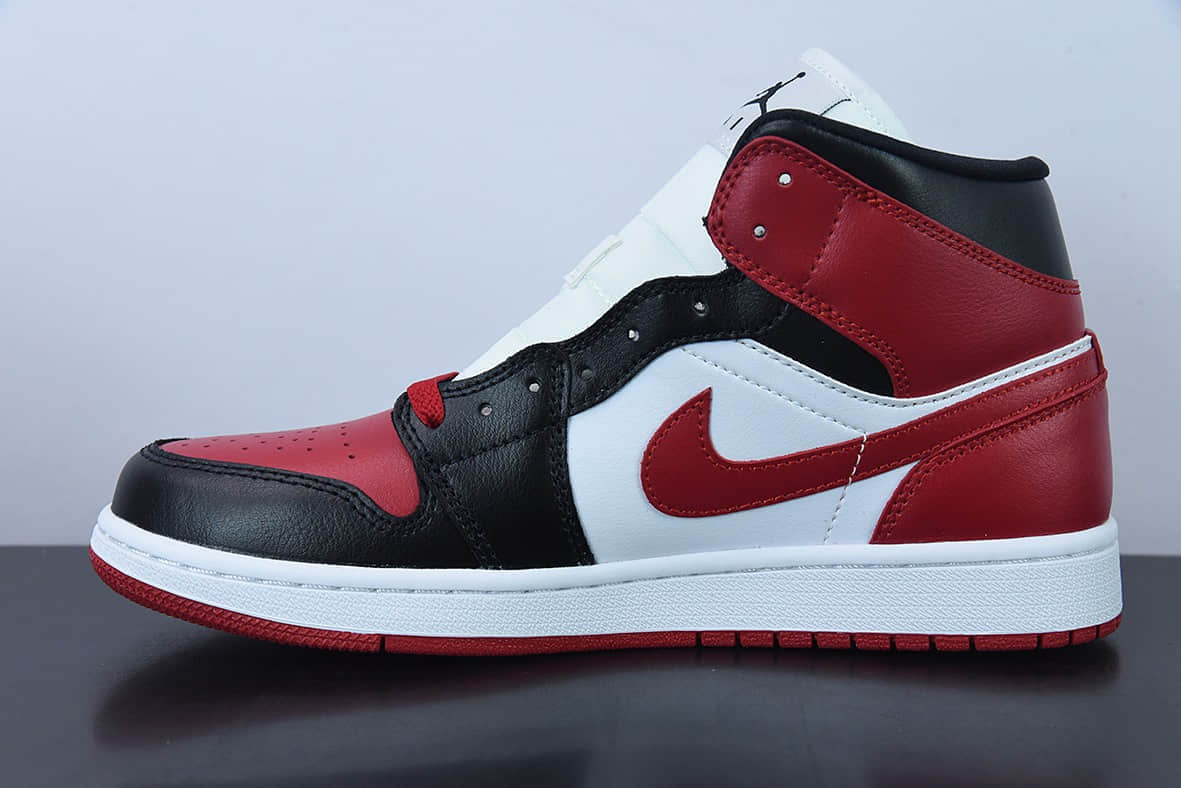 乔丹Air Jordan 1 Mid AJ1 乔1黑红脚趾中邦篮球鞋纯原版本 货号：BQ6472-079