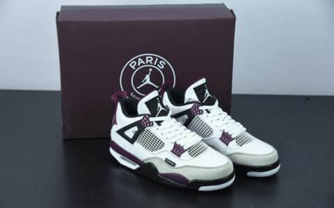 乔丹Air Jordan 4 Retro PSG大巴黎波尔多白紫配色男子文化篮球鞋纯原版本 货号：CZ5624-100