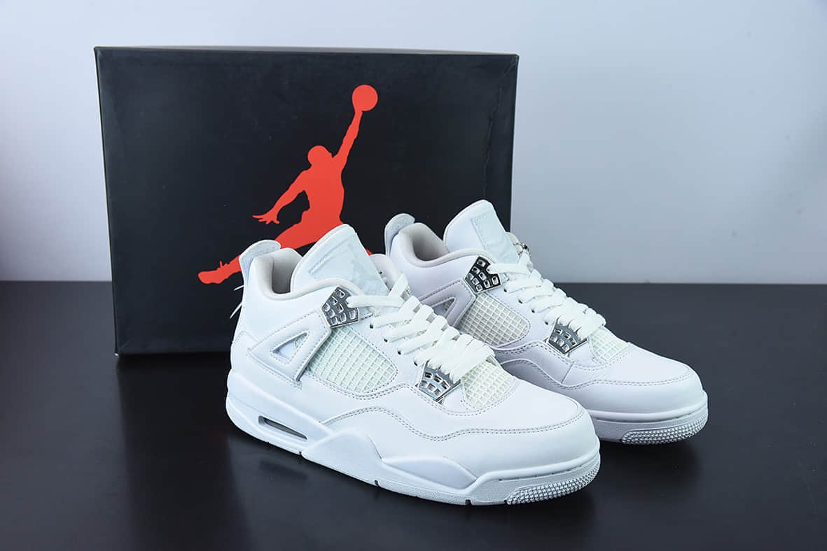 乔丹Air Jordan Retro AJ4纯白白猫文化休闲篮球鞋纯原版本 货号：308497-100
