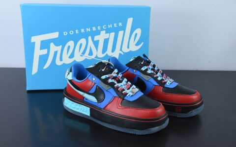 耐克Nike Air Force 1 Low Fontanka Doernbecher Cidn皮革慈善黑红蓝丰塔卡系列空军一号低帮休闲板鞋纯原版本 货号：DR6259-600