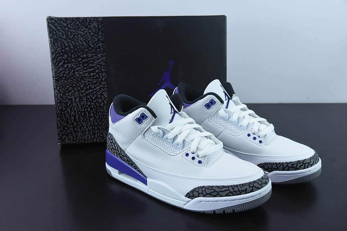 乔丹Air Jordan 3 Retro aj3 白紫男子文化篮球鞋纯原版本 货号：CT8532-105