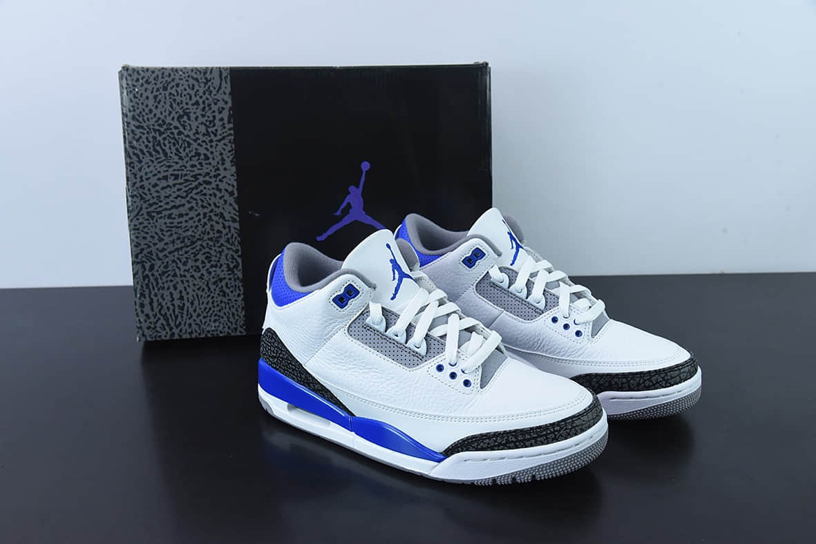 乔丹Air Jordan 3 Retro Racer Blue AJ3赛车蓝白蓝男子文化篮球鞋纯原版本 货号：CT8532-145