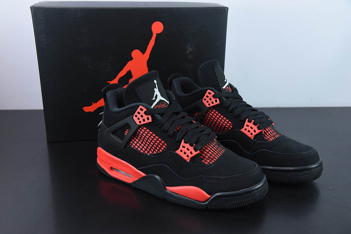 乔丹Air Jordan 4 Red Thunder AJ4黑红雷电男子文化篮球鞋纯原版本 货号：CT8527-016