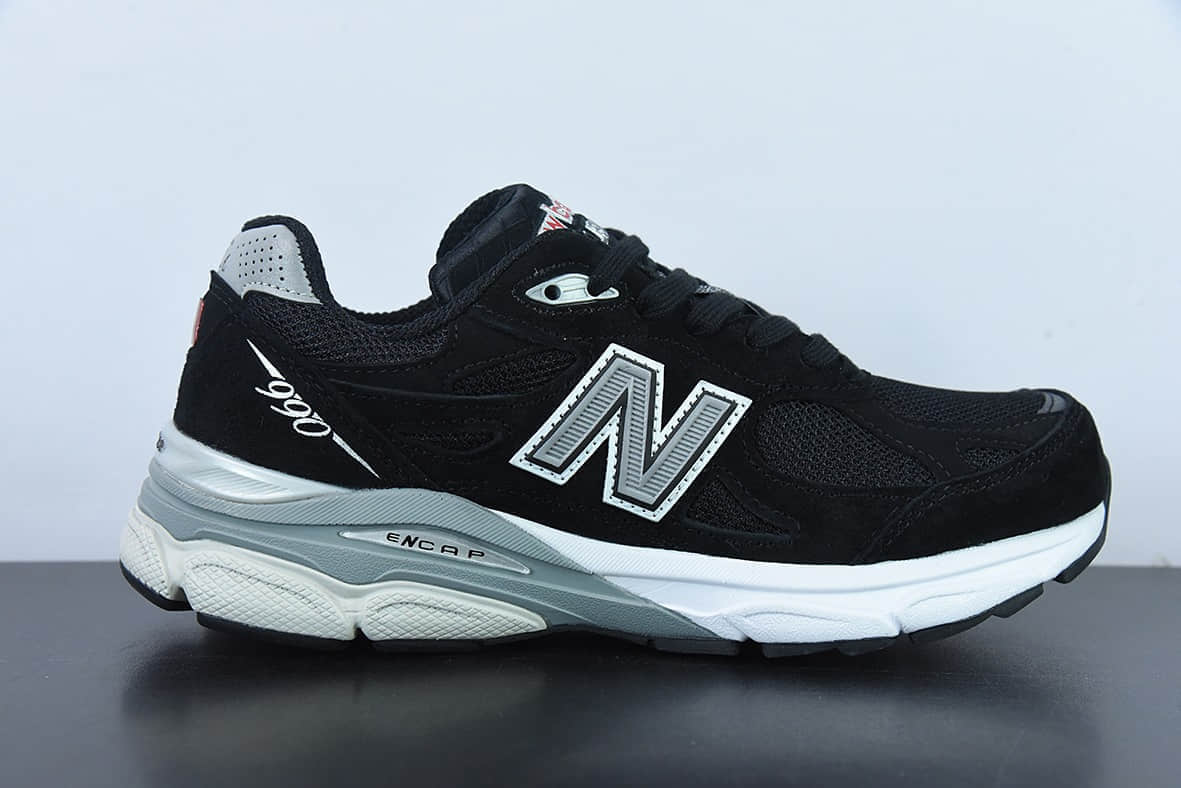 新百伦New Balance Made in USA M990V3 三代黑灰红银3M系列美产血统经典复古休闲运动百搭老爹跑步鞋纯原版本 货号：M990BS3