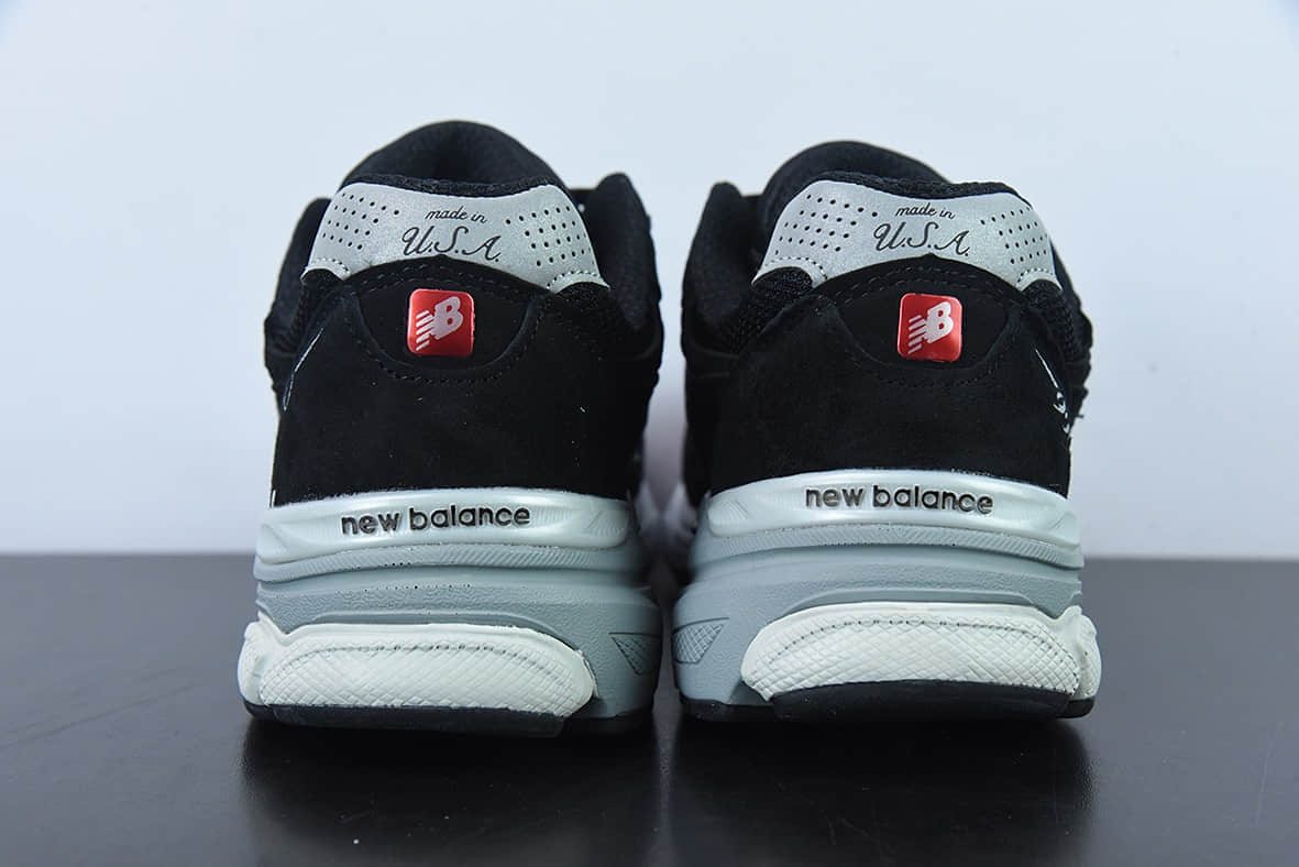 新百伦New Balance Made in USA M990V3 三代黑灰红银3M系列美产血统经典复古休闲运动百搭老爹跑步鞋纯原版本 货号：M990BS3