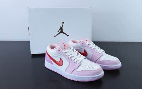 乔丹Air Jordan1 Low AJ1乔丹一代白粉红勾低帮休闲板鞋纯原版本 货号：DR0758-170