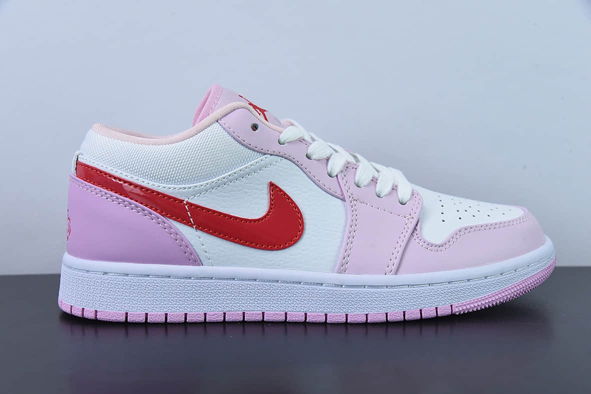 乔丹Air Jordan1 Low AJ1乔丹一代白粉红勾低帮休闲板鞋纯原版本 货号：DR0758-170