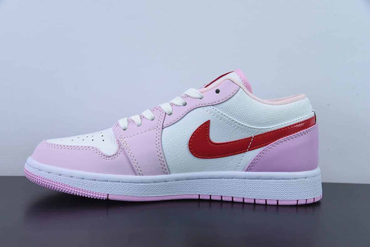 乔丹Air Jordan1 Low AJ1乔丹一代白粉红勾低帮休闲板鞋纯原版本 货号：DR0758-170