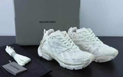 巴黎世家BALENCIAGA Runner SneakerWhiteOrangeBlack巴黎世家7.0解构破坏白橙黑慢跑系列低帮复古野跑潮流姥爹风百搭休闲运动慢跑鞋纯原版本 货号：677402 W1RB2 2155