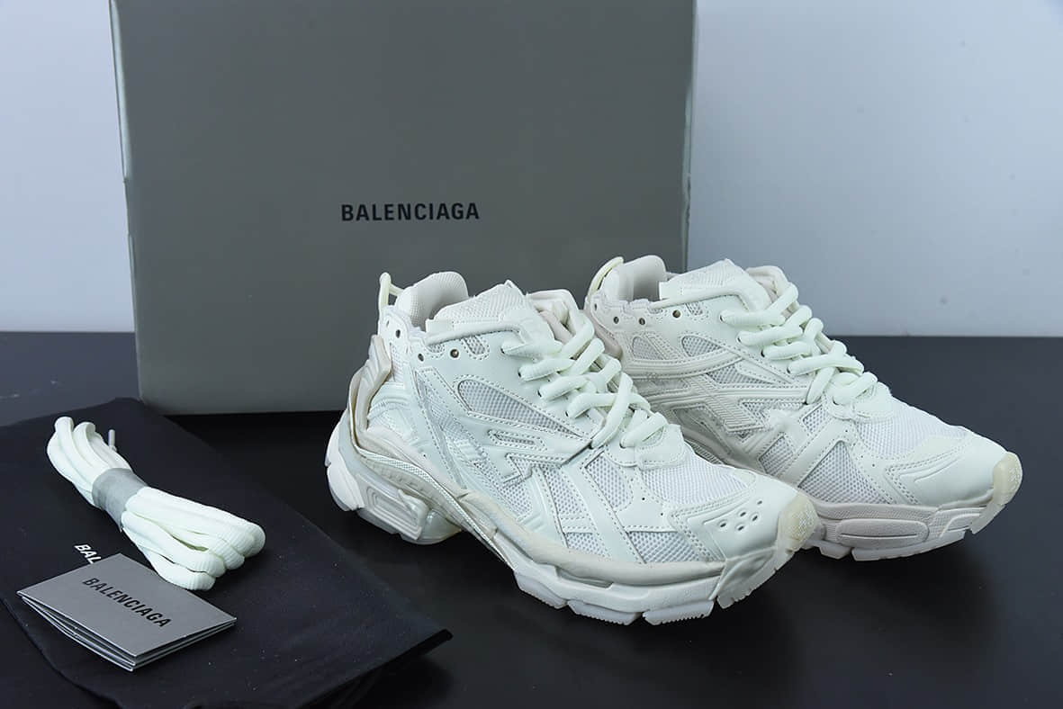 巴黎世家BALENCIAGA Runner SneakerWhiteOrangeBlack巴黎世家7.0解构破坏白橙黑慢跑系列低帮复古野跑潮流姥爹风百搭休闲运动慢跑鞋纯原版本 货号：677402 W1RB2 2155