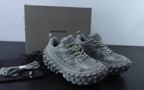 巴黎世家BALENCIAGA Defender Rubber Platform Sneakers卫士系列灰色低帮坦克履带轮胎型越野户外增高厚底休闲运动慢跑鞋纯原版本 货号：685611 W2RA6 1200