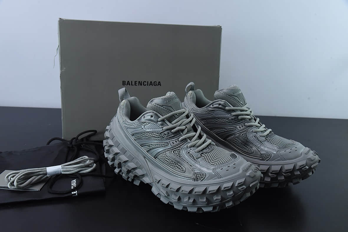 巴黎世家BALENCIAGA Defender Rubber Platform Sneakers卫士系列灰色低帮坦克履带轮胎型越野户外增高厚底休闲运动慢跑鞋纯原版本 货号：685611 W2RA6 1200