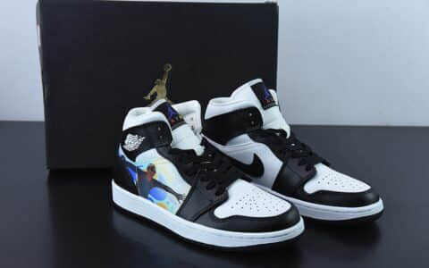 乔丹Air Jordan 1 Mid AJ1 乔1裸眼3D黑白中邦篮球鞋纯原版本 货号：DR9495-001