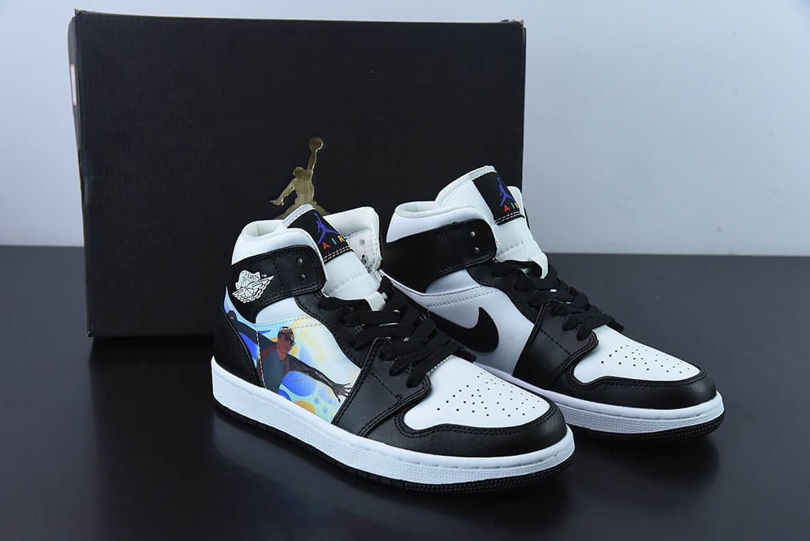 乔丹Air Jordan 1 Mid AJ1 乔1裸眼3D黑白中邦篮球鞋纯原版本 货号：DR9495-001