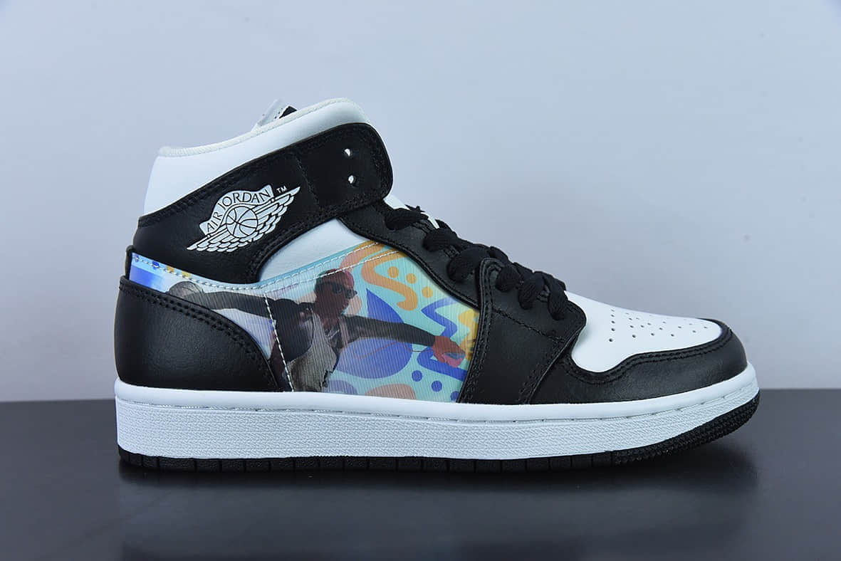 乔丹Air Jordan 1 Mid AJ1 乔1裸眼3D黑白中邦篮球鞋纯原版本 货号：DR9495-001