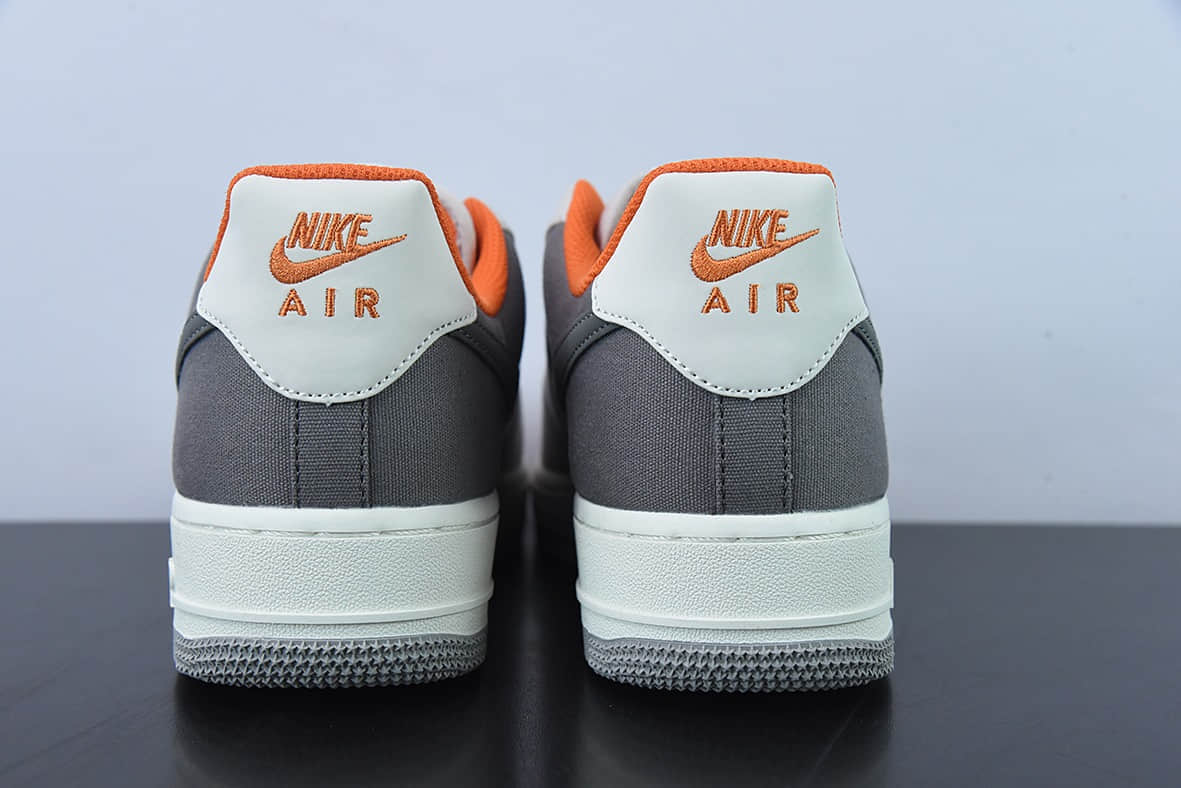 耐克Nike Air Force 1’07 Low QSGreyDark GreyOrange帆布浅灰深灰橙空军一号经典低帮百搭休闲运动板鞋纯原版本 货号：DG2296-016