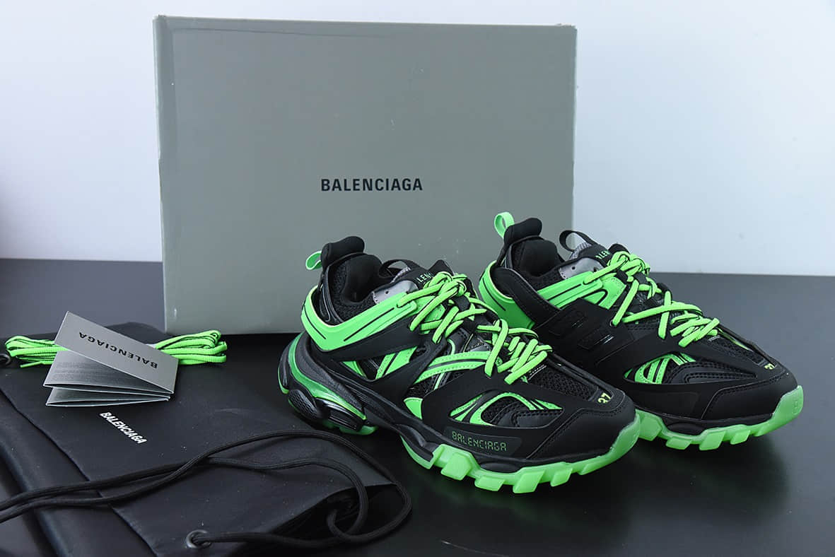 巴黎世家Balenciaga3.0 Track.2 Open Sneaker 巴黎世家3.0 黑绿三代户外概念鞋纯原版本 货号：542436W3RL11035