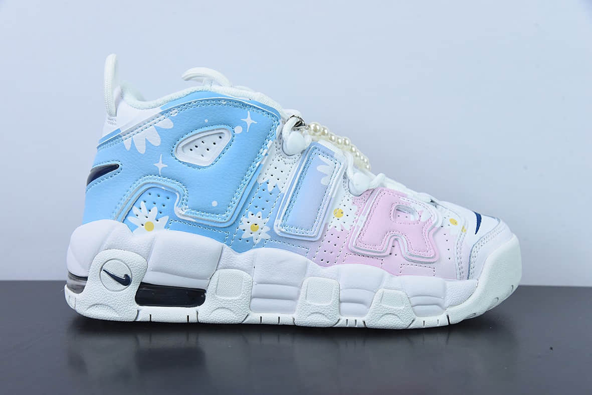 耐克Nike Air More Uptempo 大AIR皮蓬蓝粉珍珠复古篮球鞋纯原版本 货号：DH9719-100