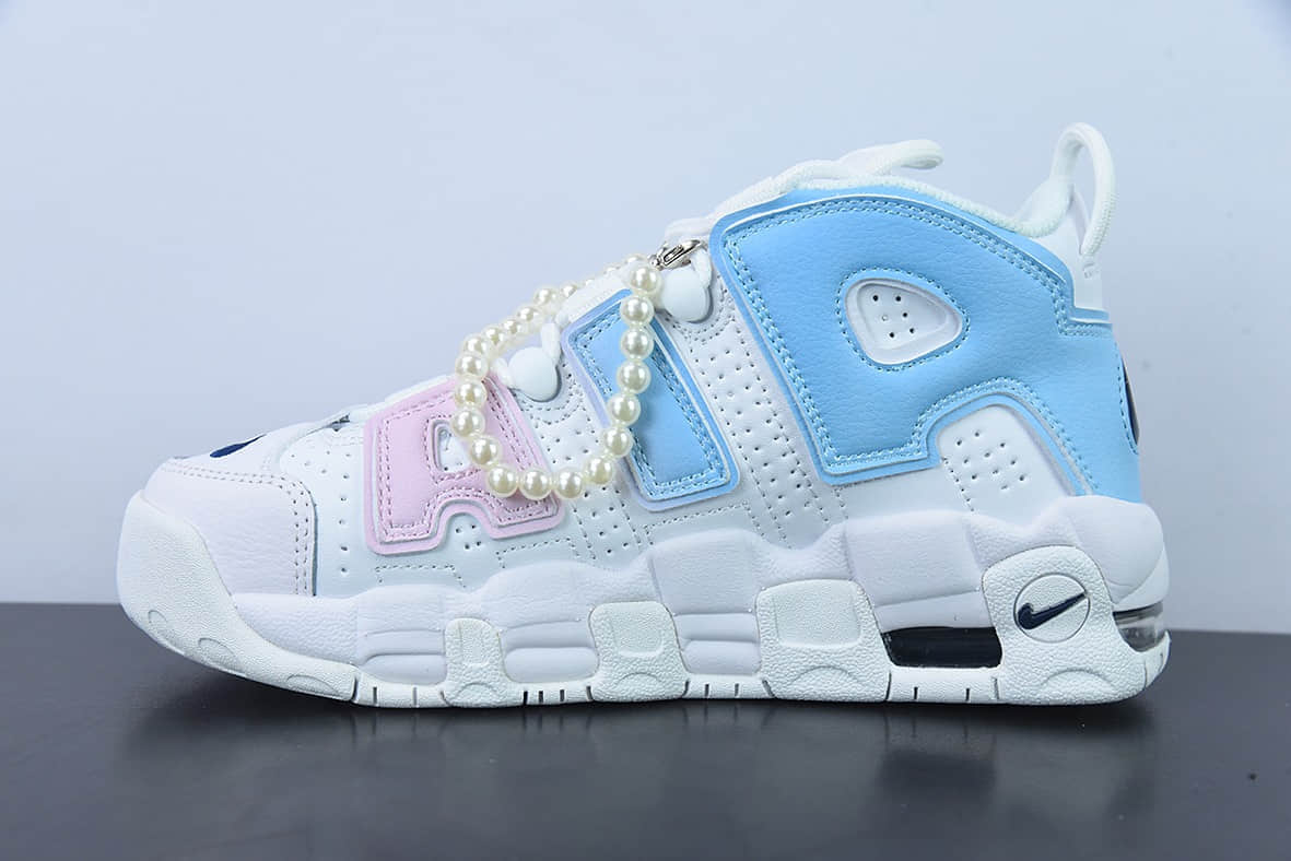 耐克Nike Air More Uptempo 大AIR皮蓬蓝粉珍珠复古篮球鞋纯原版本 货号：DH9719-100