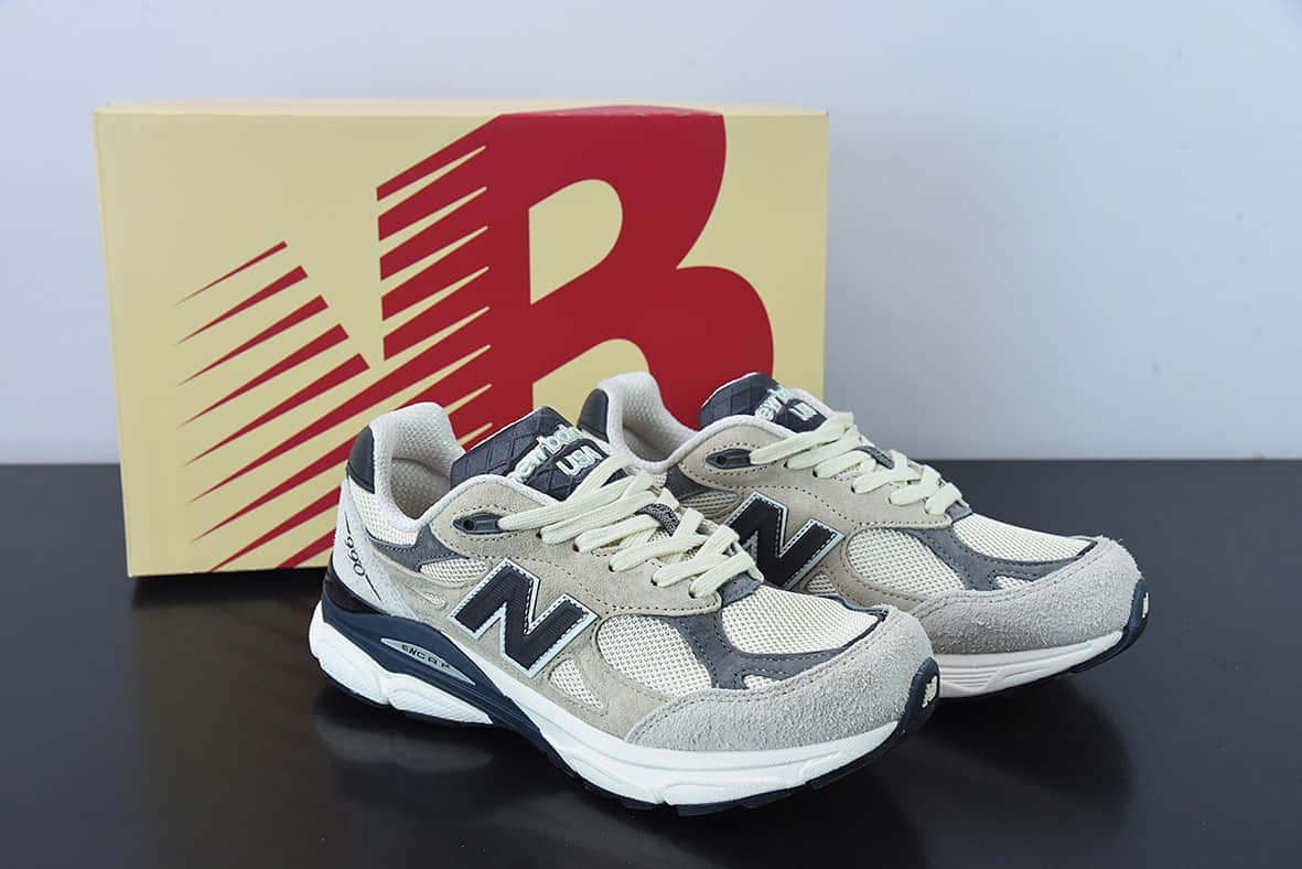 新百伦New Balance Made in USA M990V3 三代系列卡其深蓝低帮美产血统经典复古休闲运动百搭老爹跑步鞋纯原版本 货号：M990AD3