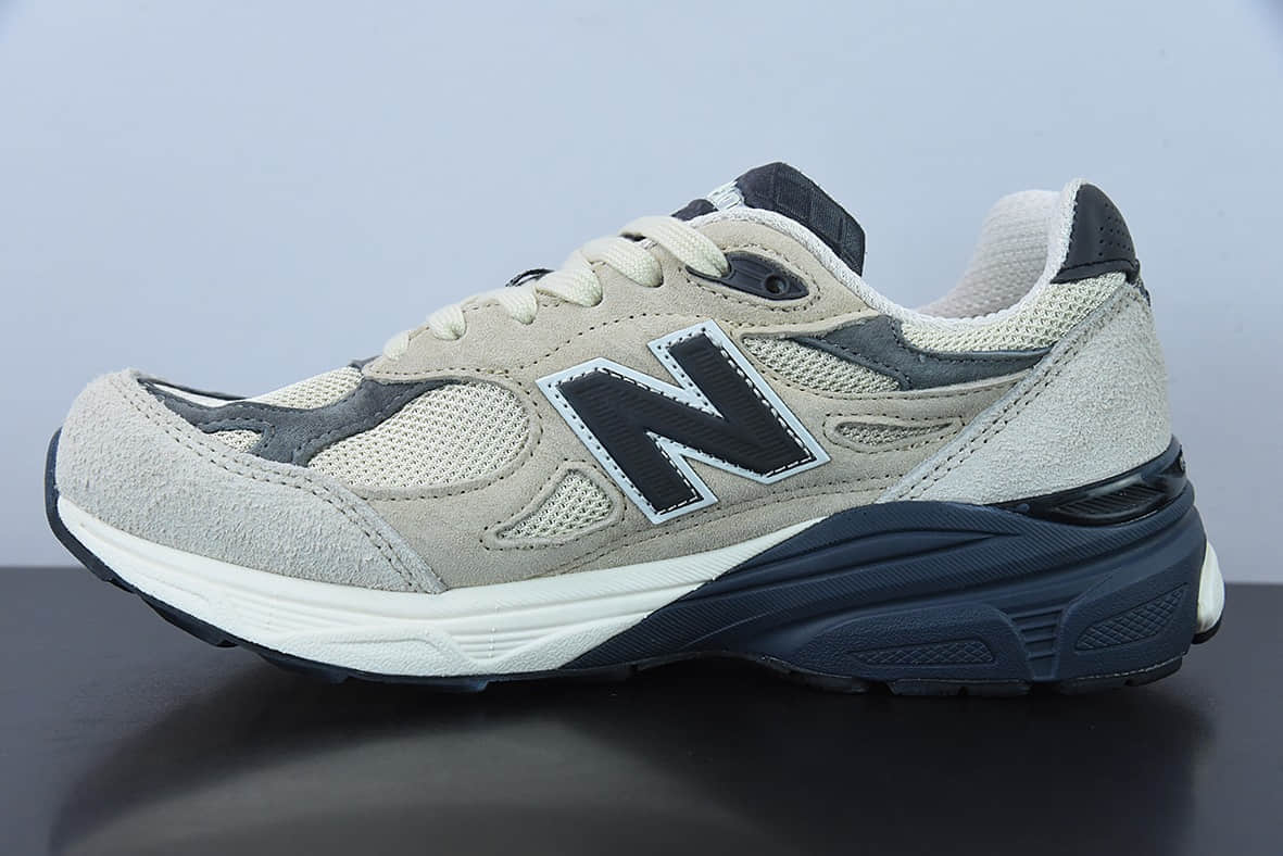 新百伦New Balance Made in USA M990V3 三代系列卡其深蓝低帮美产血统经典复古休闲运动百搭老爹跑步鞋纯原版本 货号：M990AD3