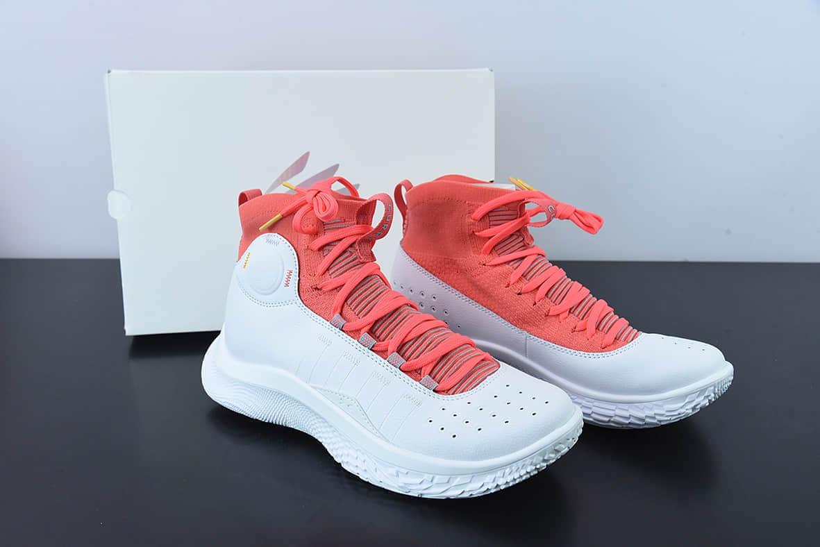 安德玛库里Under Armour Curry 4 FLOTRO 库里四代白橘高帮篮球鞋纯原版本 货号：3024861-100