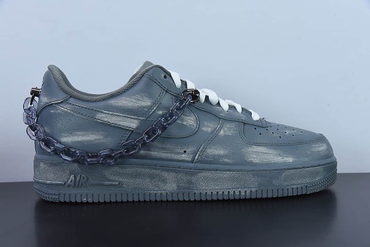 耐克Nike Air Force 1 Low 浸染酒精刮刮乐灰黑链条空军一号低帮休闲板鞋纯原版本 货号：CW2288-111