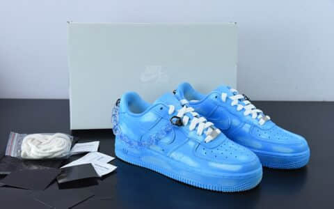 耐克Nike Air Force 1 Low 浸染酒精蓝链条刮刮乐空军一号低帮休闲板鞋纯原版本 货号：DD8959-100