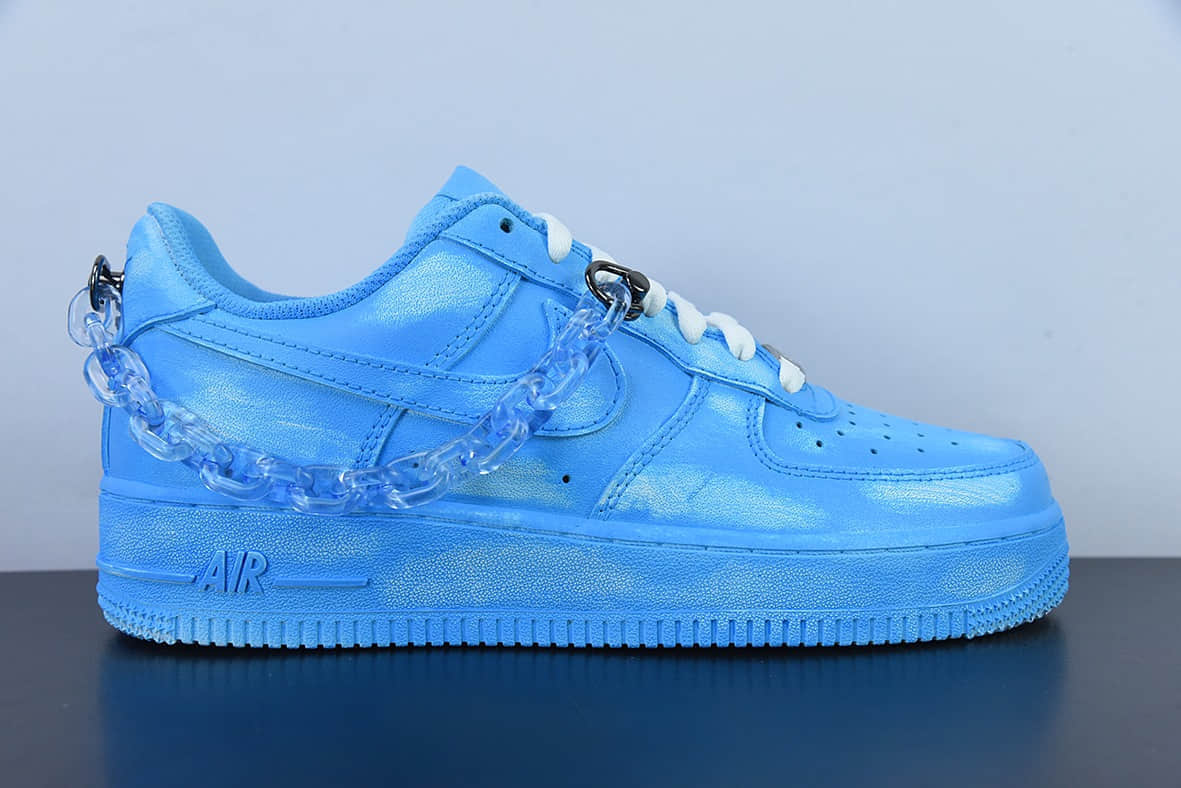 耐克Nike Air Force 1 Low 浸染酒精蓝链条刮刮乐空军一号低帮休闲板鞋纯原版本 货号：DD8959-100