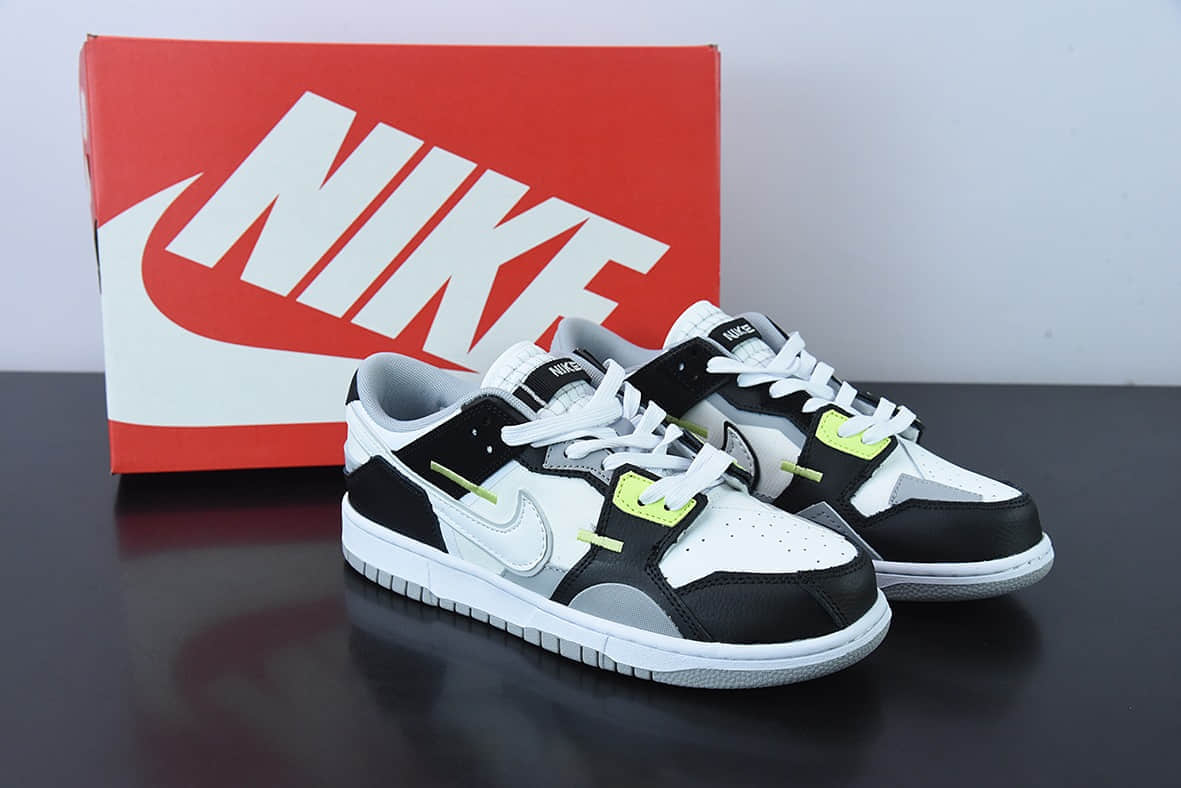 耐克Nike SB Dunk Scrap LowWolf Grey白狼灰黑柠檬黄缝合怪扣篮系列低帮经典百搭休闲运动板鞋纯原版本 货号：DC9723-001