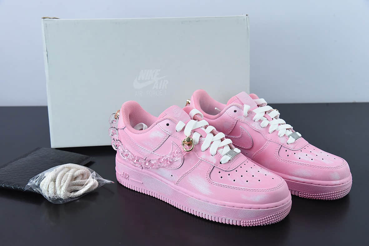 耐克Nike Air Force 1 Low 07 浸染酒精粉色水晶链条刮刮乐空军一号低帮休闲板鞋纯原版本 货号：DD8959-100