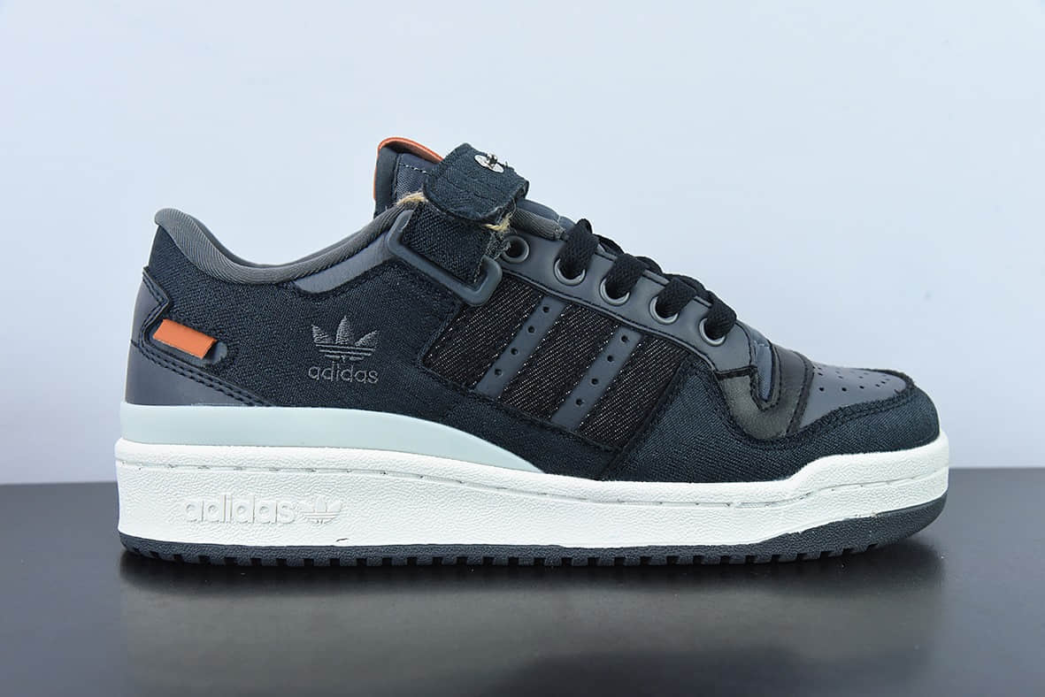 阿迪达斯Adidas Originals Forum 84 Low 罗马系列牛仔炭黑灰橙魔术贴低帮复古系带百搭休闲运动板鞋纯原版本 货号：HQ6335