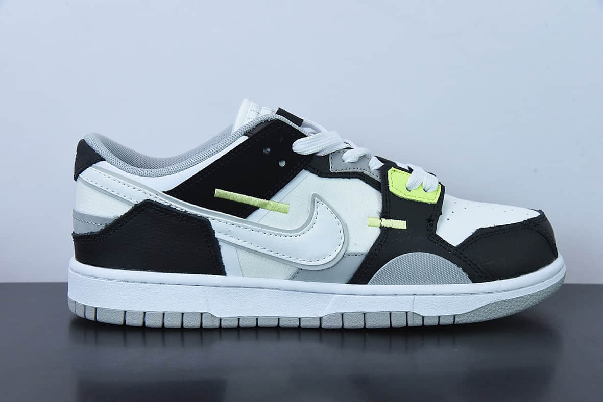 耐克Nike SB Dunk Scrap LowWolf Grey白狼灰黑柠檬黄缝合怪扣篮系列低帮经典百搭休闲运动板鞋纯原版本 货号：DC9723-001