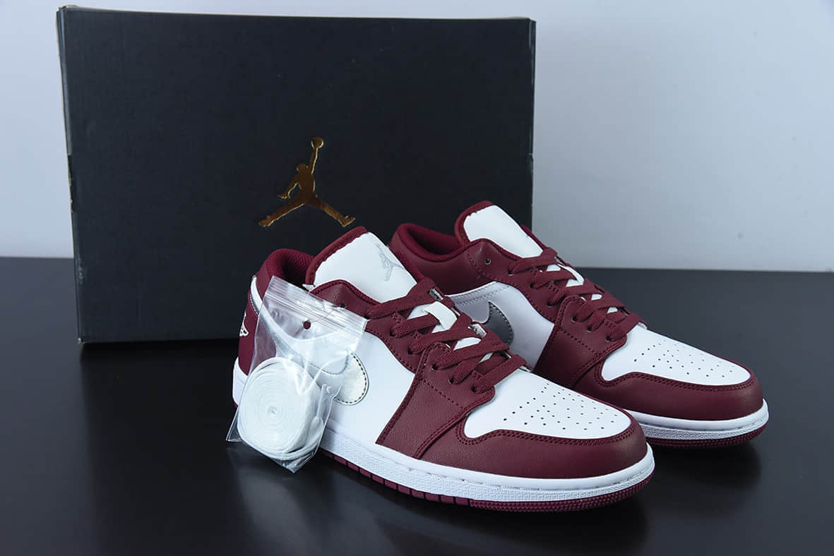 乔丹Air Jordan 1 Low “Bordeaux”AJ1白酒红银勾低帮休闲板鞋纯原版本 货号：553558-615