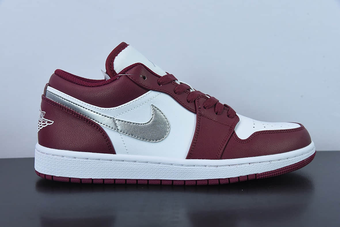 乔丹Air Jordan 1 Low “Bordeaux”AJ1白酒红银勾低帮休闲板鞋纯原版本 货号：553558-615