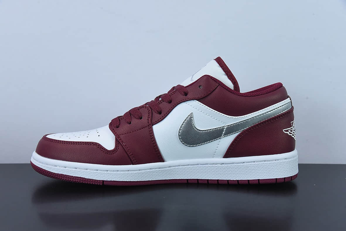 乔丹Air Jordan 1 Low “Bordeaux”AJ1白酒红银勾低帮休闲板鞋纯原版本 货号：553558-615