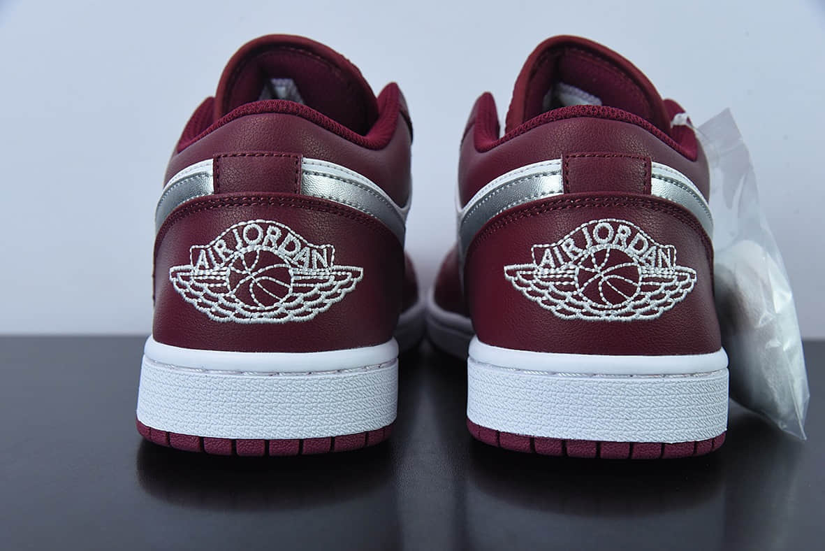 乔丹Air Jordan 1 Low “Bordeaux”AJ1白酒红银勾低帮休闲板鞋纯原版本 货号：553558-615