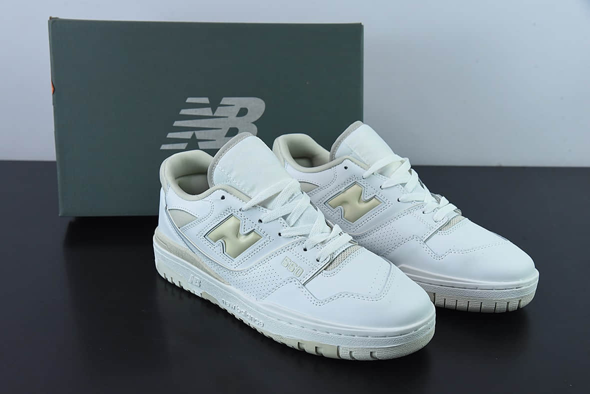 新百伦New Balance BB550系列皮革白乳白黄新平衡皮面中性休闲跑鞋纯原版本 货号：BBW550WS