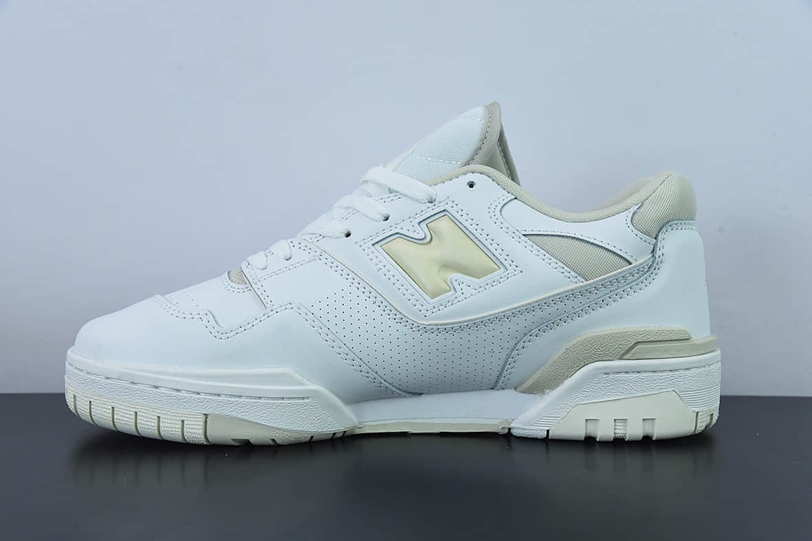 新百伦New Balance BB550系列皮革白乳白黄新平衡皮面中性休闲跑鞋纯原版本 货号：BBW550WS