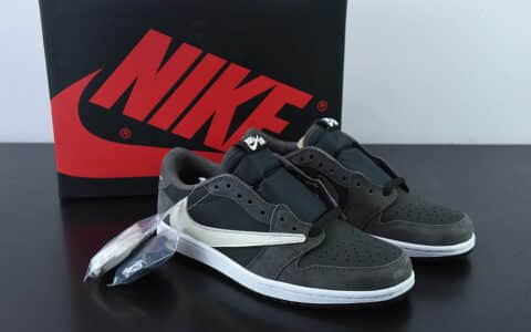 乔丹Air Jordan Travis Scott x Air Jordan 1 Low AJ1 TS联名黑灰倒钩低帮板鞋纯原版本 货号：CQ4277-003