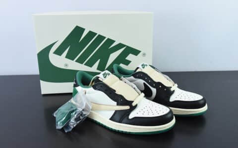 乔丹Air Jordan Travis Scott x Air Jordan 1 Low AJ1 TS联名黑绿倒钩低帮板鞋纯原版本 货号：DM7866- 128