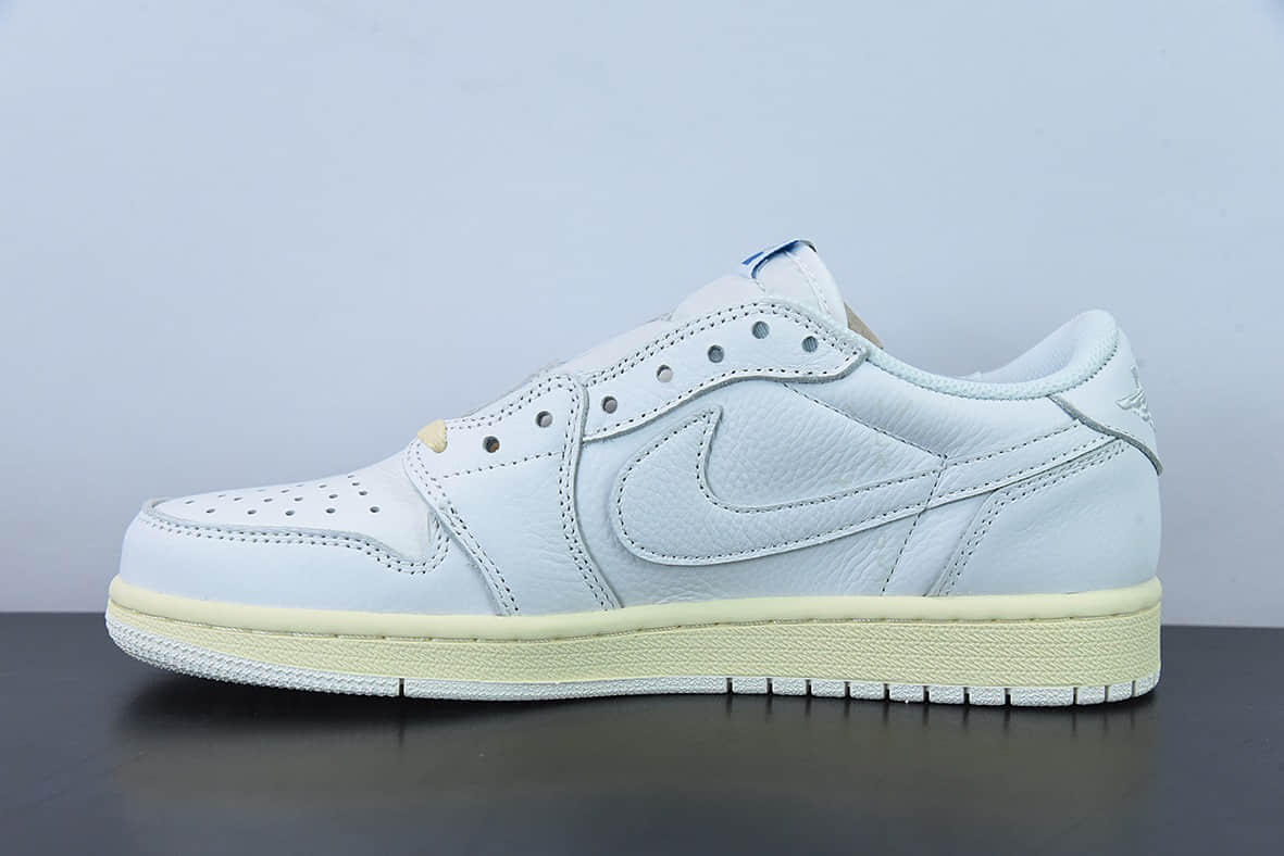 乔丹Air Jordan Travis Scott x Air Jordan 1 Low AJ1 TS联名白蓝倒钩低帮板鞋纯原版本 货号：CQ3277-100