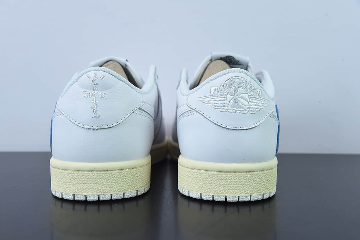 乔丹Air Jordan Travis Scott x Air Jordan 1 Low AJ1 TS联名白蓝倒钩低帮板鞋纯原版本 货号：CQ3277-100