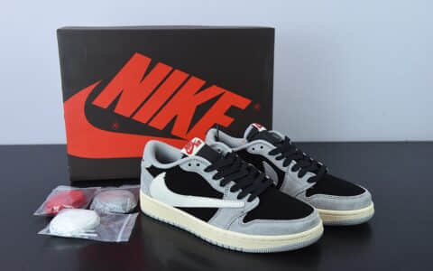 乔丹Air Jordan Travis Scott x Air Jordan 1 Low OG SPGreyBlackBeigeAJ1乔丹一代黑灰白倒钩经典低帮文化百搭休闲运动篮球鞋纯原版本 货号：DM7866-001