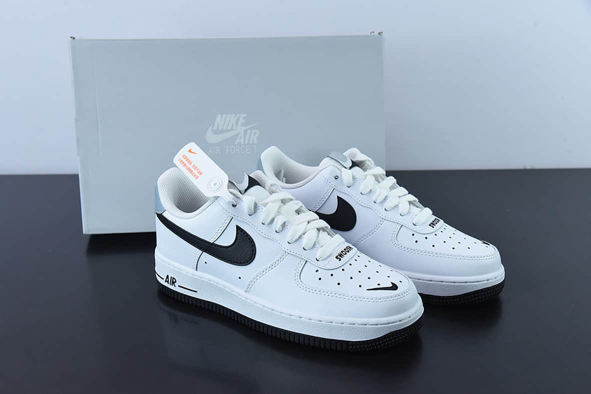 耐克Nike Air Force 1 AF1 白黑灰尾刺绣空军一号低帮休闲板鞋纯原版本 货号：CT5531-100