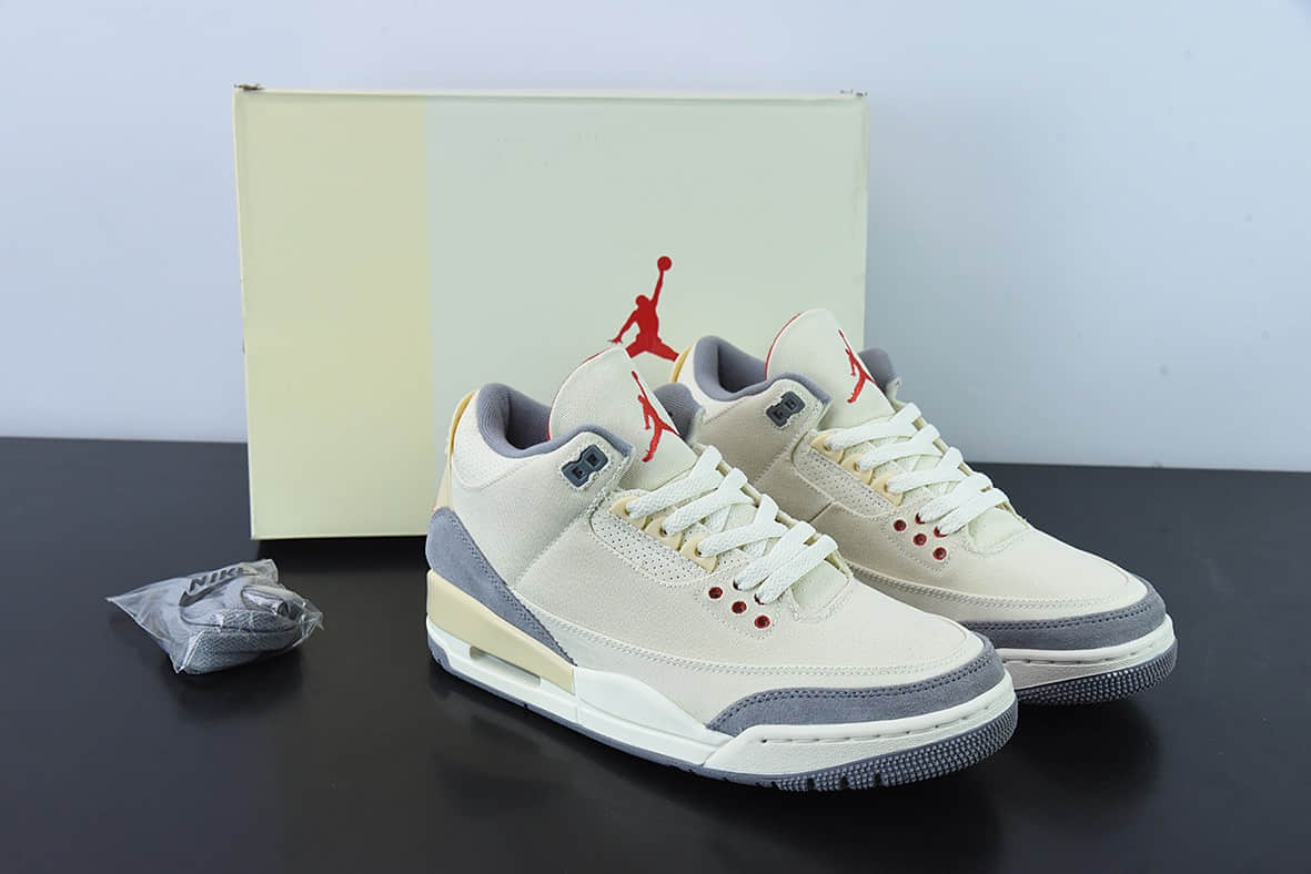 乔丹Air Jordan 3 Retro Muslin AJ3米白棉布低帮篮球鞋纯原版本 货号：DH7139-100