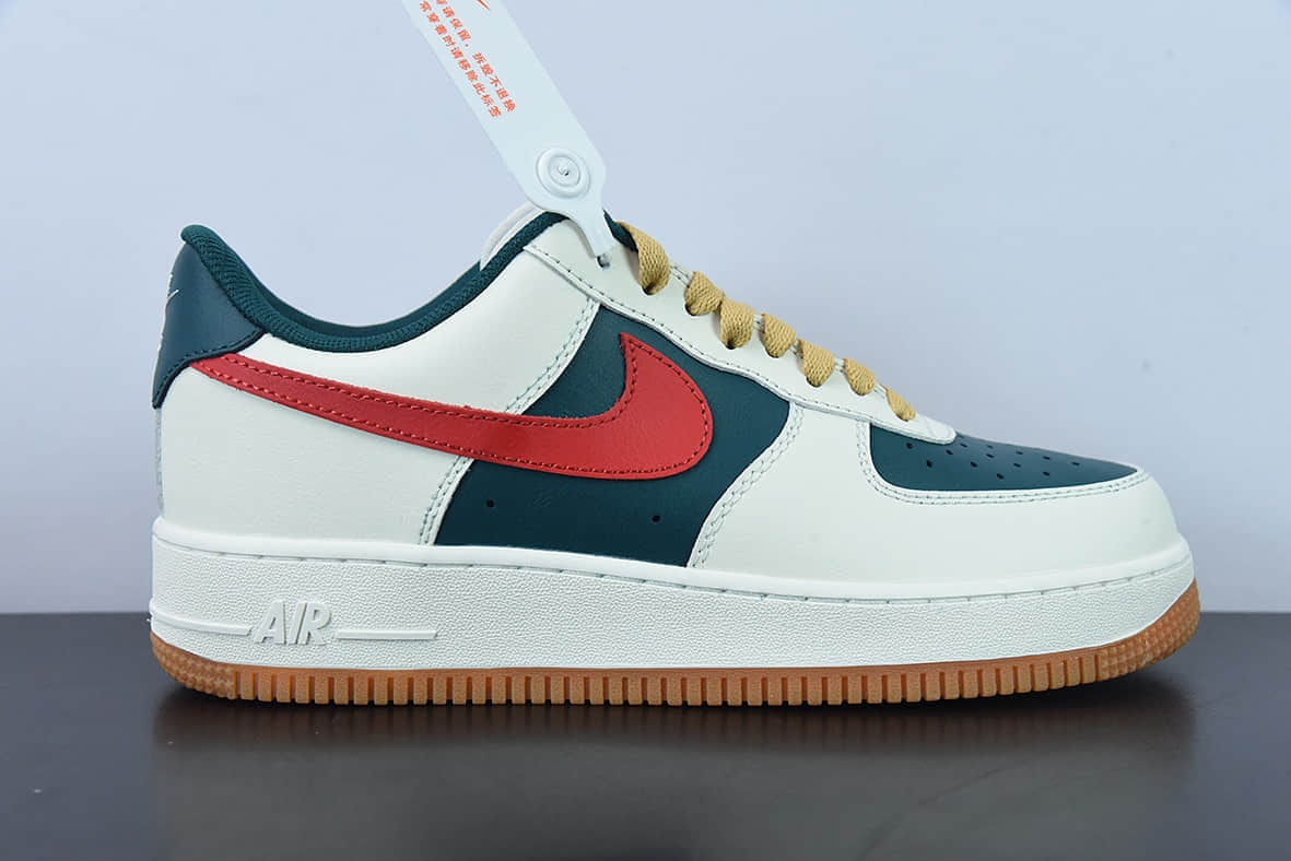 耐克Nike By You Air Force 1'07 Low Retro SP白绿暗红空军一号低帮休闲板鞋纯原版本 货号：FD9063-163